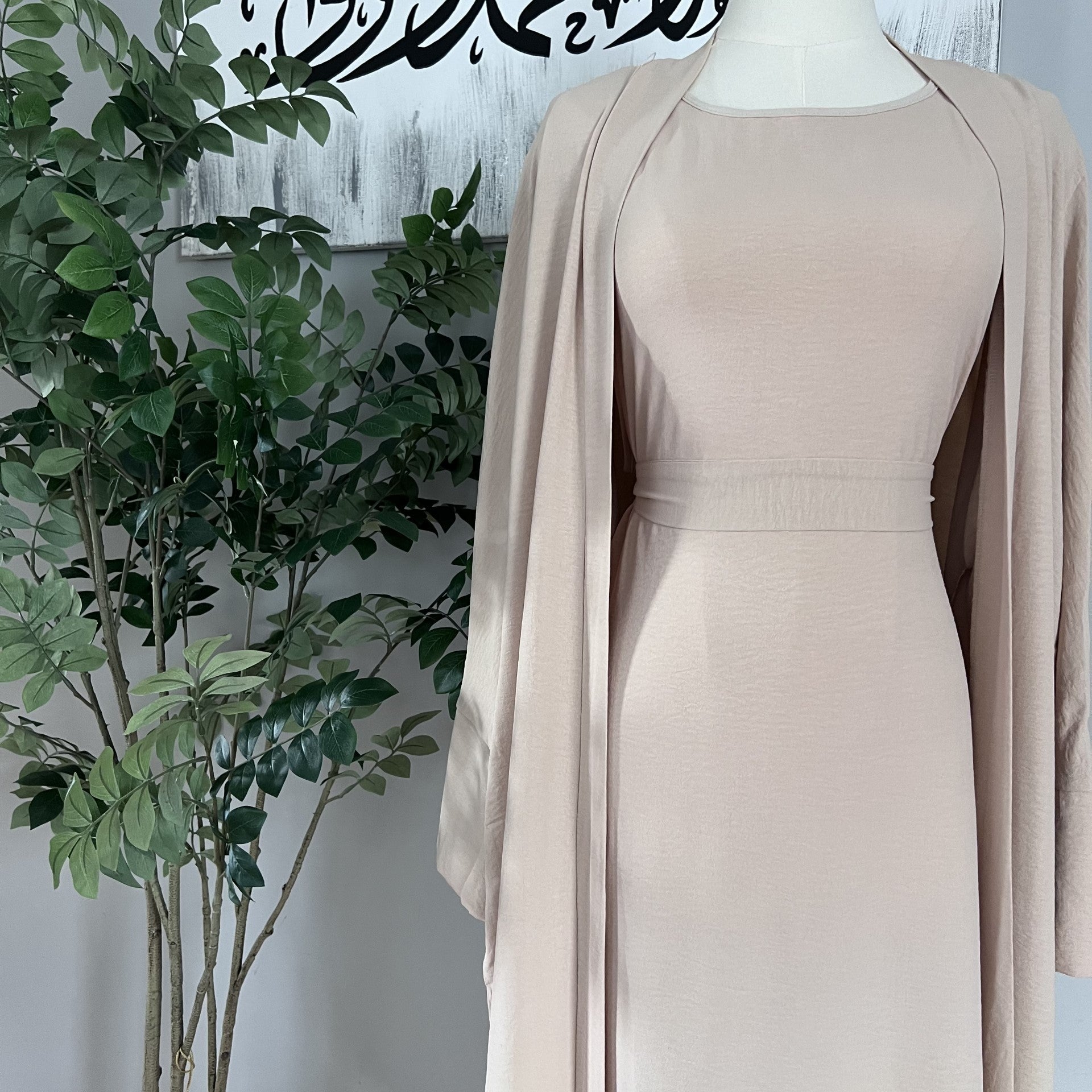 Three Piece Abaya - Cream