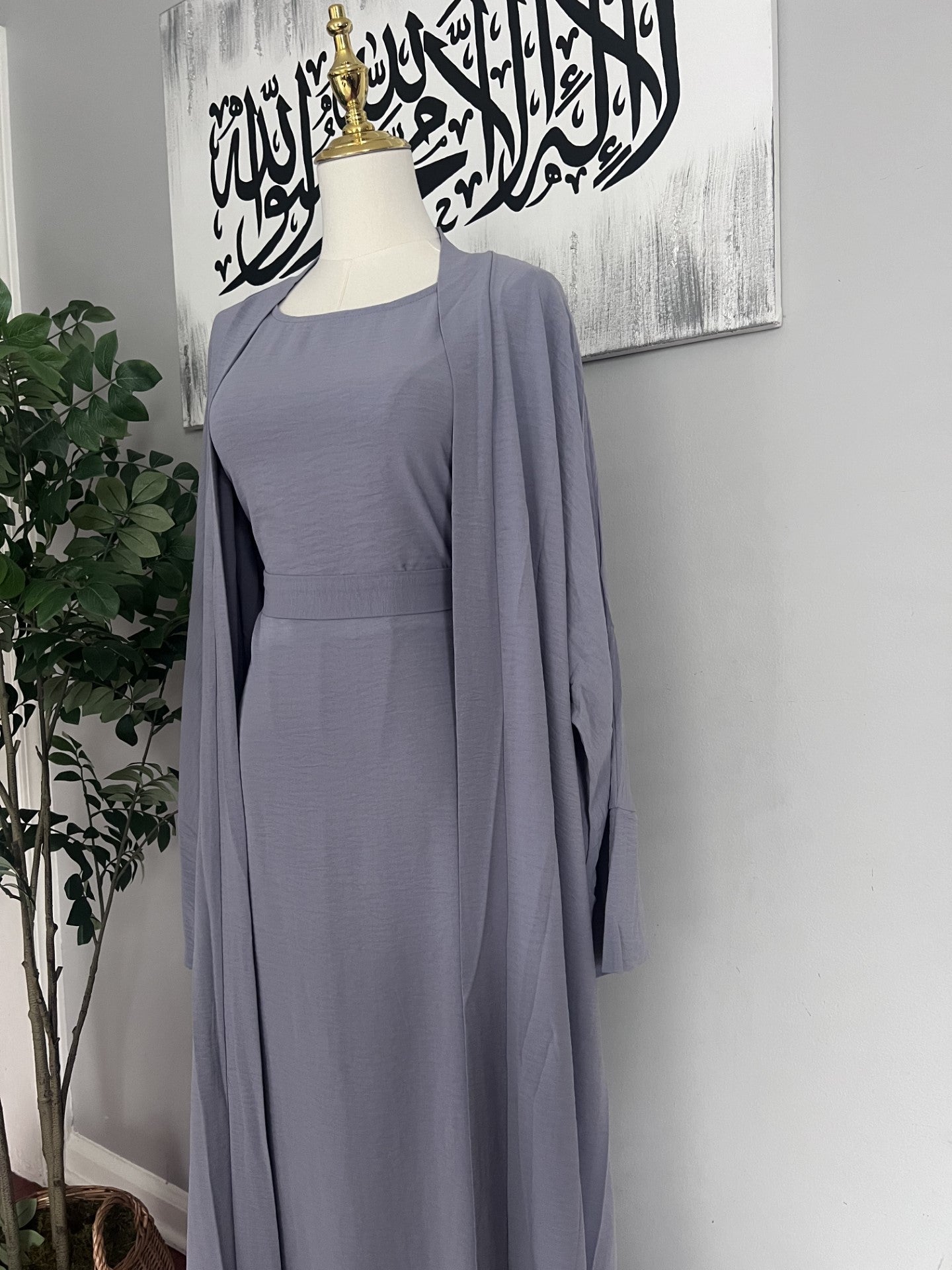 Three Piece Abaya - Periwrinkle