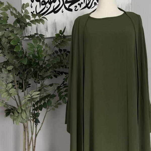 Four Piece Abaya - Olive Green