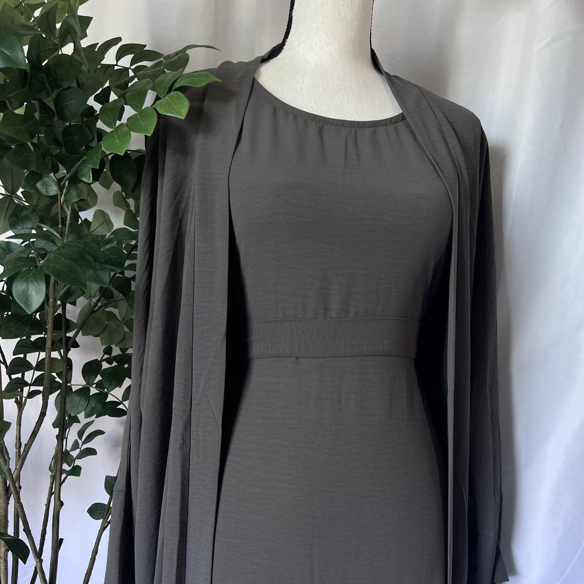 Four Piece Abaya - Steel Gray