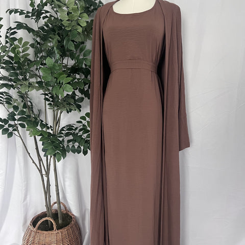 Three Piece Abaya - Cinnamon